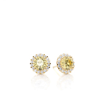 Yellow Diamond Halo Earrings