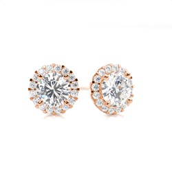 White Gold Round Diamond Halo Earrings