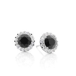 Multi schwarze Diamant Ohrstecker in einer Krappenfassung