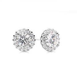 White Gold Round Diamond Halo Earrings