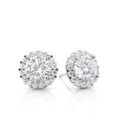 Prong Setting Round Moissanite Halo Stud Earring