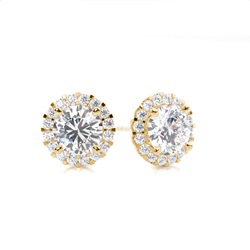 White Gold Round Diamond Halo Earrings