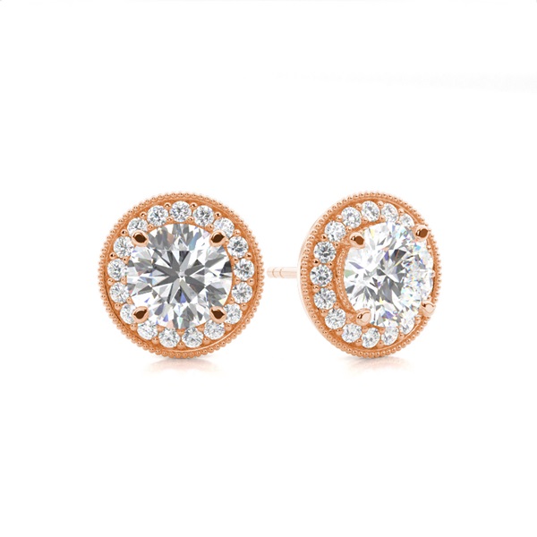 White Gold Round Diamond Halo Earrings
