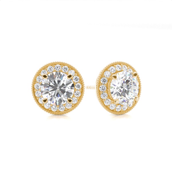 White Gold Round Diamond Halo Earrings