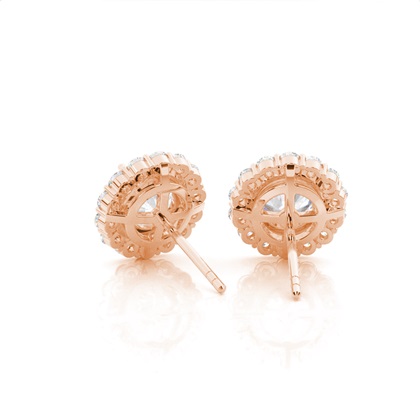 Prong Setting Runde Moissanit Halo Ohrstecker