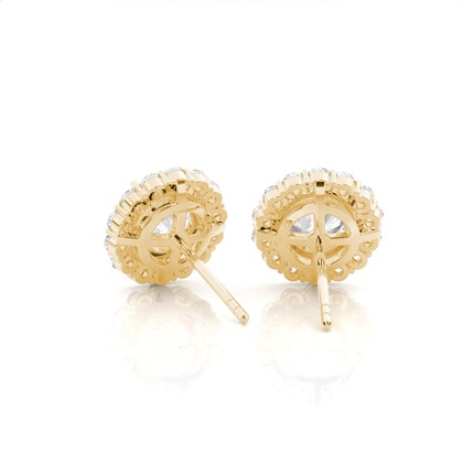 Prong Setting Runde Moissanit Halo Ohrstecker