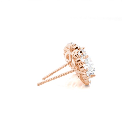 Rose Gold Halo Diamond Earrings