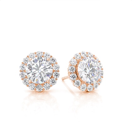Prong Setting Round Moissanite Halo Stud Earring