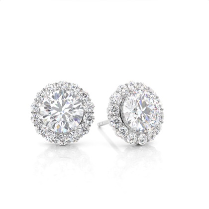 Prong Setting Round Moissanite Halo Stud Earring