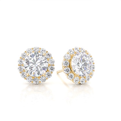 Prong Setting Round Moissanite Halo Stud Earring