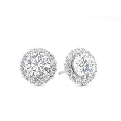 White Gold Round Diamond Halo Earrings