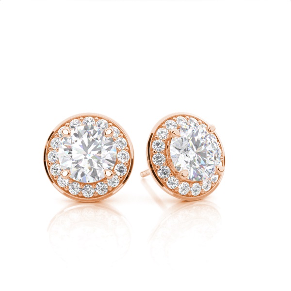 Prong Setting Round Moissanite Halo Stud Earring