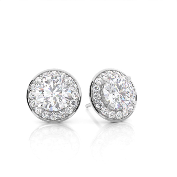 Prong Setting Round Moissanite Halo Stud Earring