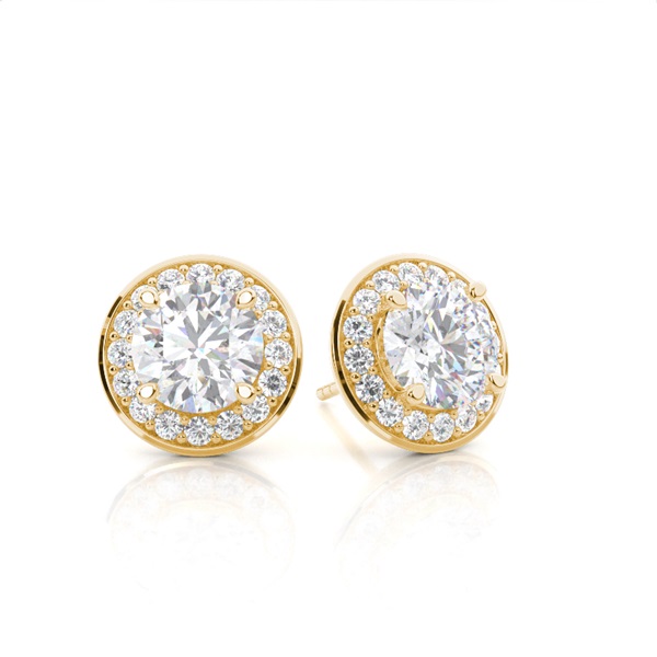 Prong Setting Round Moissanite Halo Stud Earring