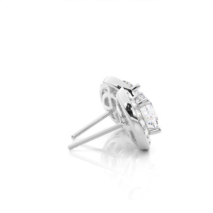 Prong Setting Round Moissanite Halo Stud Earring