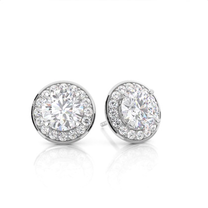 Prong Setting Round Moissanite Halo Stud Earring