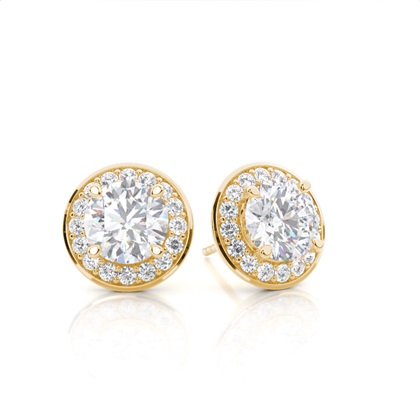 Prong Setting Round Moissanite Halo Stud Earring