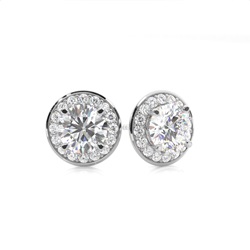 White Gold Round Diamond Halo Earrings