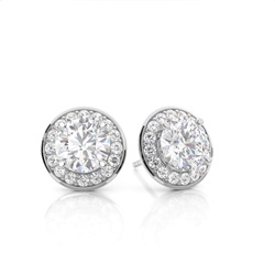 Prong Setting Round Moissanite Halo Stud Earring