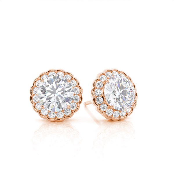 Prong Setting Round Moissanite Halo Stud Earring