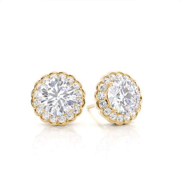 Prong Setting Round Moissanite Halo Stud Earring