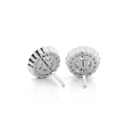 Prong Setting Round Moissanite Halo Stud Earring