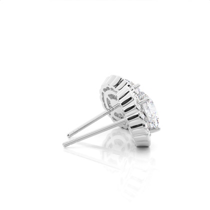 Prong Setting Round Moissanite Halo Stud Earring
