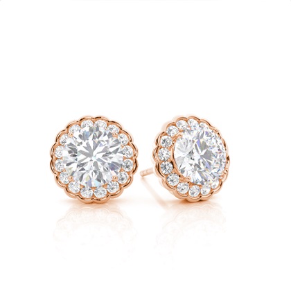 Prong Setting Round Moissanite Halo Stud Earring