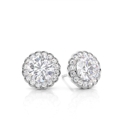 Prong Setting Round Moissanite Halo Stud Earring