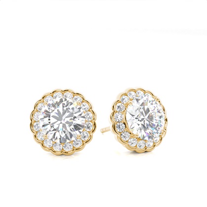 White Gold Round Diamond Halo Earrings