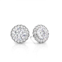 Prong Setting Round Moissanite Halo Stud Earring