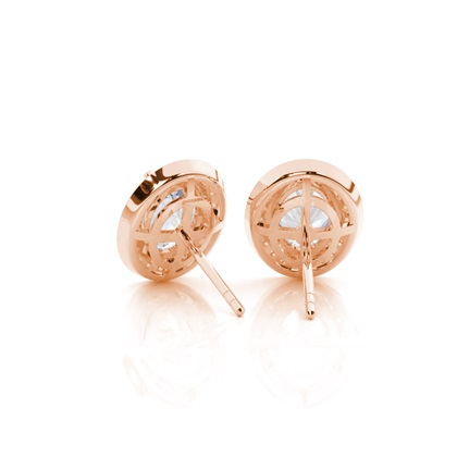 Prong Setting Runde Moissanit Halo Ohrstecker