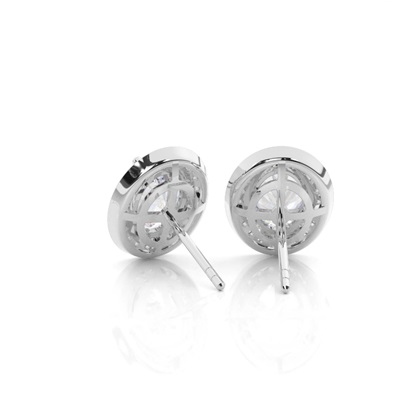 Prong Setting Runde Moissanit Halo Ohrstecker