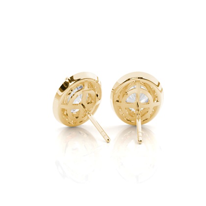 Prong Setting Runde Moissanit Halo Ohrstecker
