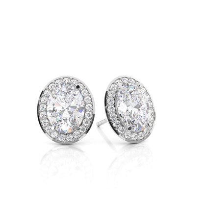 Prong Setting Round Moissanite Halo Stud Earring