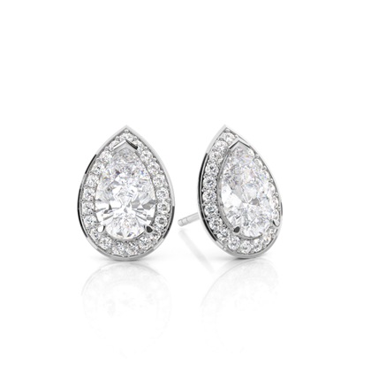 Prong Setting Round Moissanite Halo Stud Earring