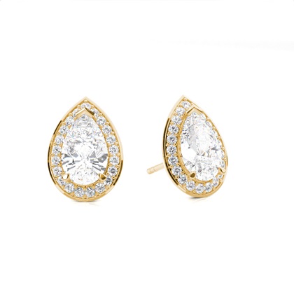 Pear Yellow Gold Women's Diamond Earrings Diamond