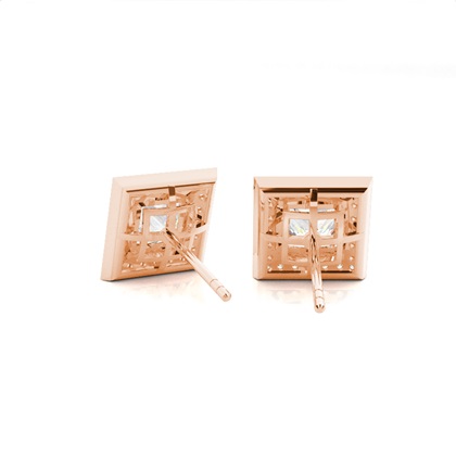 White Gold Round Diamond Halo Earring