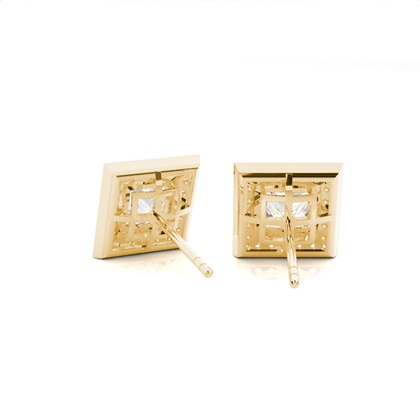 White Gold Round Diamond Halo Earring