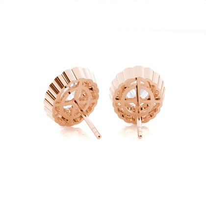 White Gold Round Diamond Halo Earrings