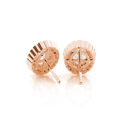 Prong Setting Round Moissanite Halo Stud Earring