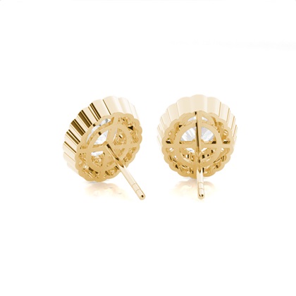 White Gold Round Diamond Halo Earrings