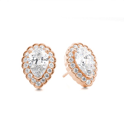 Pear Rose Gold Women's Diamond Earrings Diamond