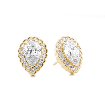 Pear Yellow Gold Women's Diamond Earrings Diamond