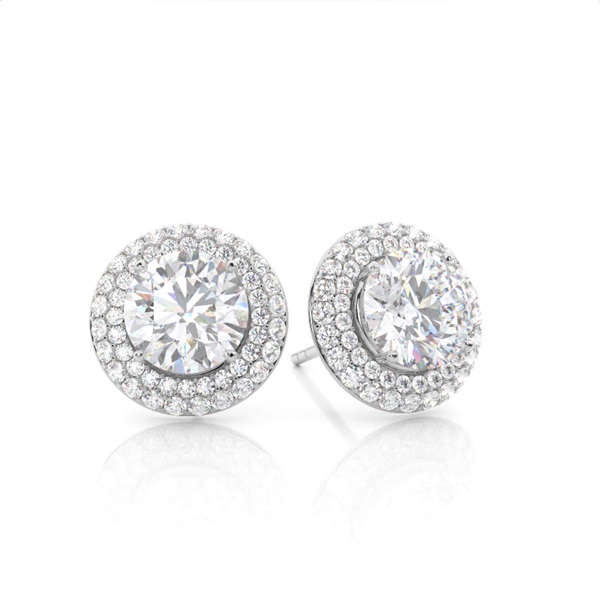 Prong Setting Round Moissanite Halo Stud Earring