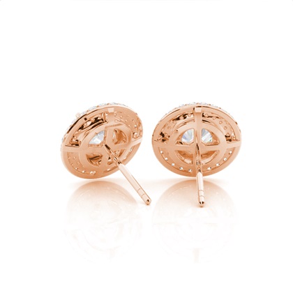 Prong Setting Runde Moissanit Halo Ohrstecker