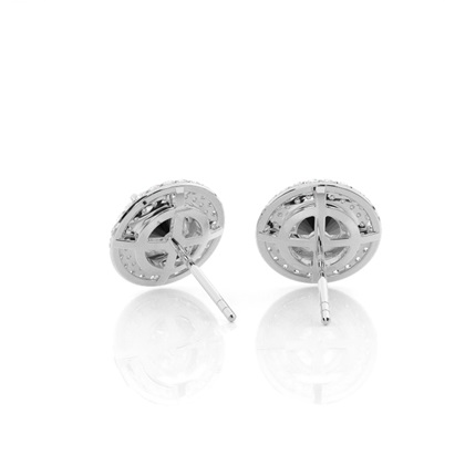 White Gold Round Black Diamond Earrings