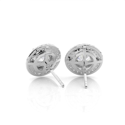 Prong Setting Runde Moissanit Halo Ohrstecker