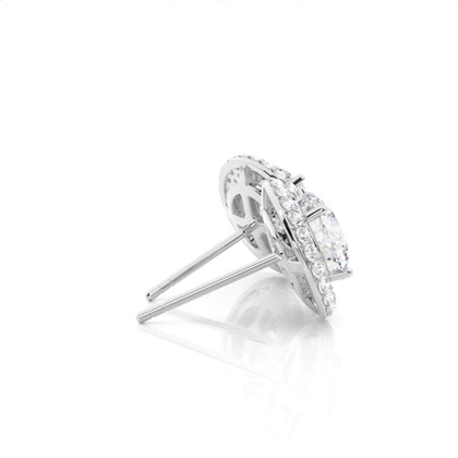 Prong Setting Round Moissanite Halo Stud Earring