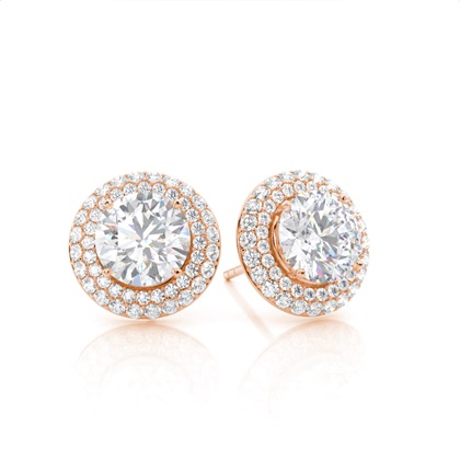 Prong Setting Round Moissanite Halo Stud Earring
